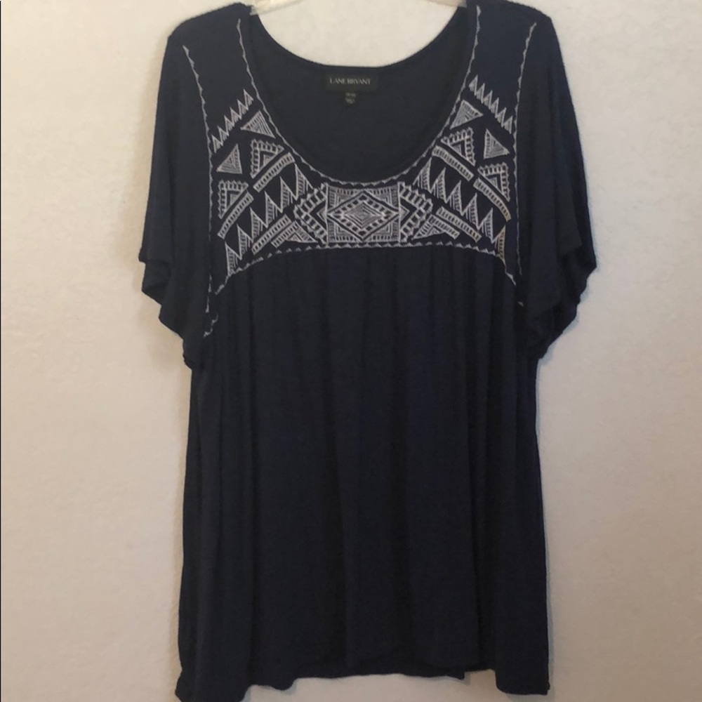 Navy blue blouse with white embroidery size 18/20